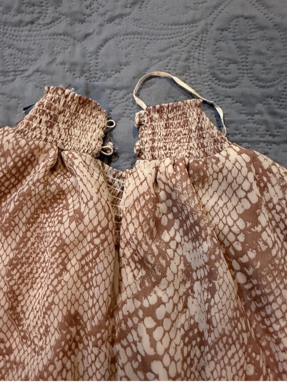 Express Beige Snake-Print Ruffle Dress - Picture 3 of 5